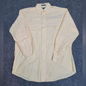 Vintage Façonnable France Button Down Shirt S Yellow Cotton Embroidered Crest